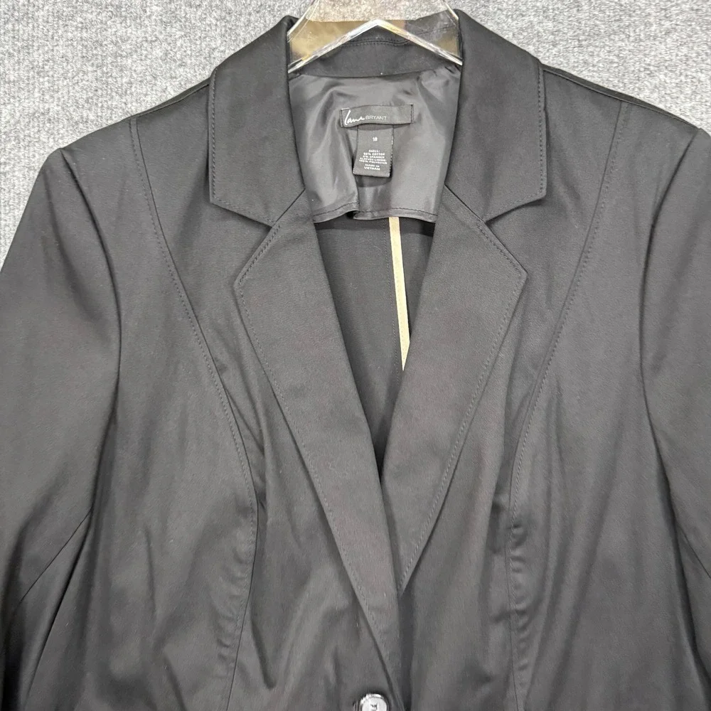Lane Bryant Blazer Womens 18 Black Cotton Spandex Button Front Jacket‎ Career